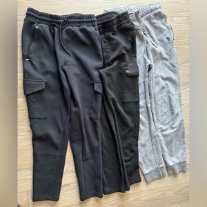 3 pair Men's Joggers - Black, Dark Gray, Light Gray